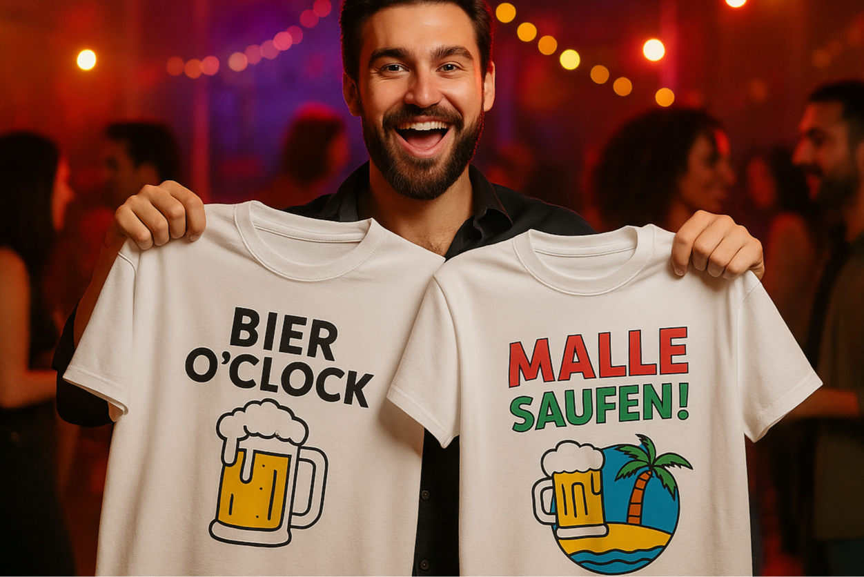 Mach bitte das Bier O Clock t shirt und das Malle Sticker t shirt